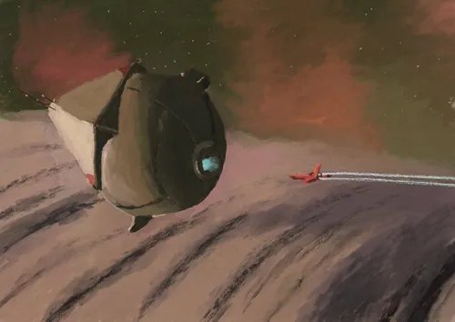 Sci-fi landspace with Earth in the background